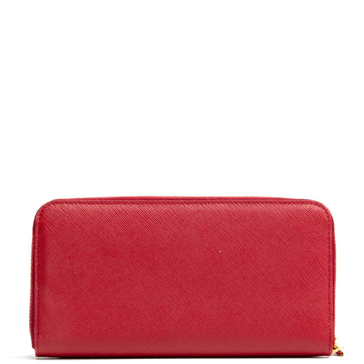 Prada Saffiano Lux Leather Willet Continental - Rojo