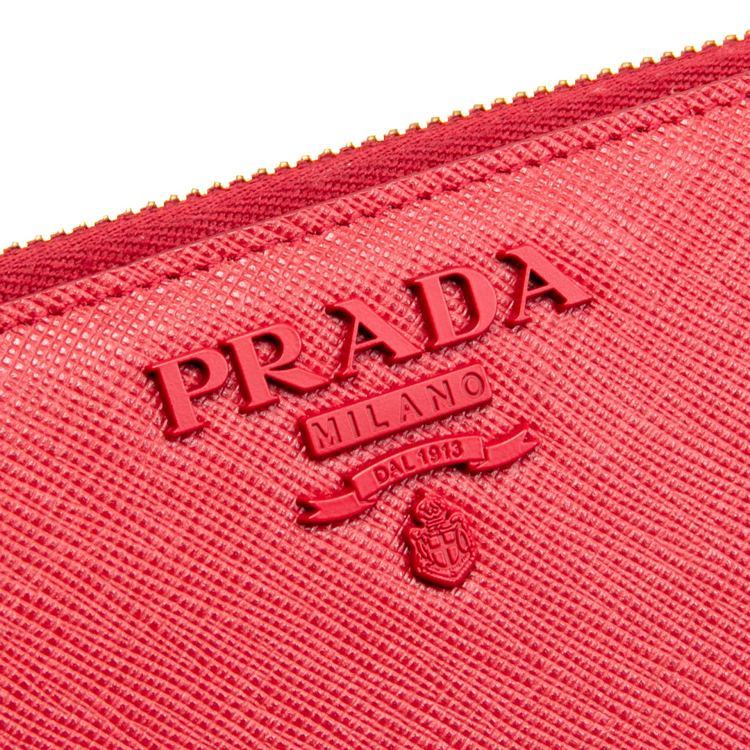 Prada Saffiano Lux Leather Willet Continental - Rojo