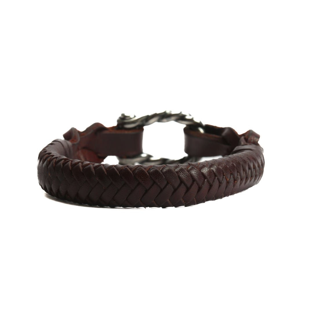 Pulsera de cierre de cuero y plateado de David Yurman Brown - Venta final