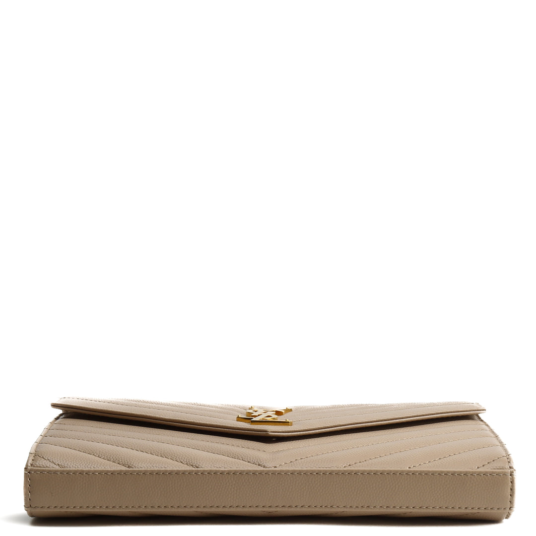 Saint Laurent Cassandre Sobre Chain Billet - Beige oscuro