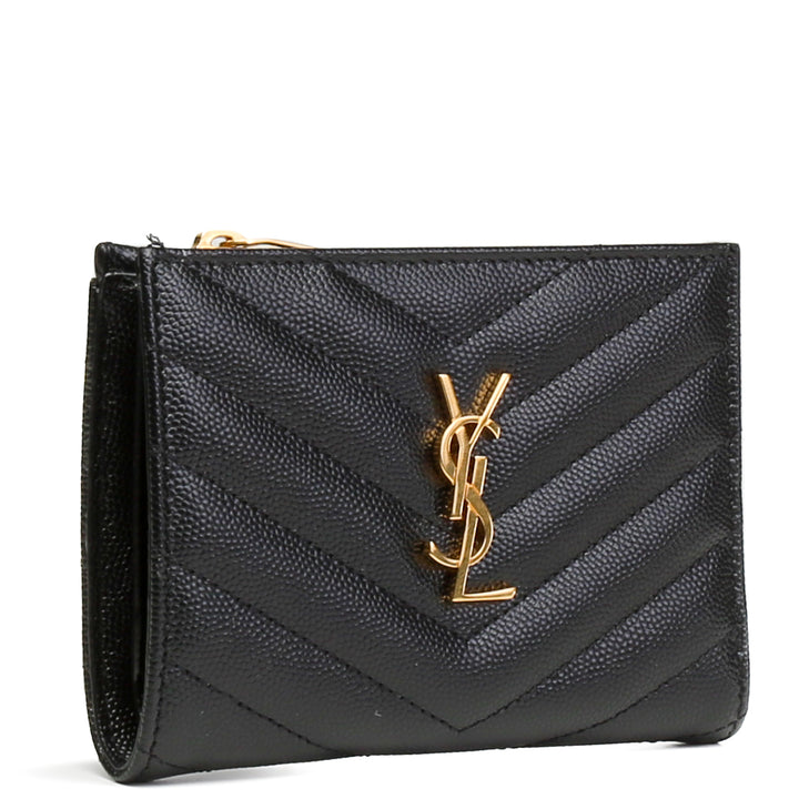 Saint Laurent Cassandre Matelasse Fragments con zurra con cremallera de billetera - Negro