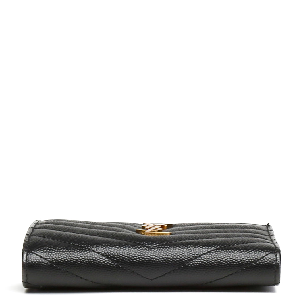 Saint Laurent Cassandre Matelasse Fragments con zurra con cremallera de billetera - Negro