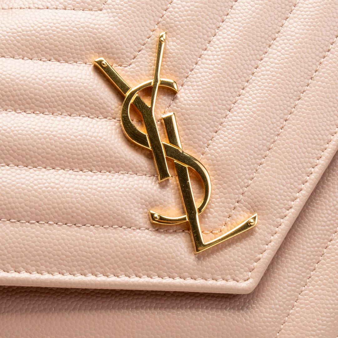 Saint Laurent Monogram Gran billetera en la cadena - rosa rubor