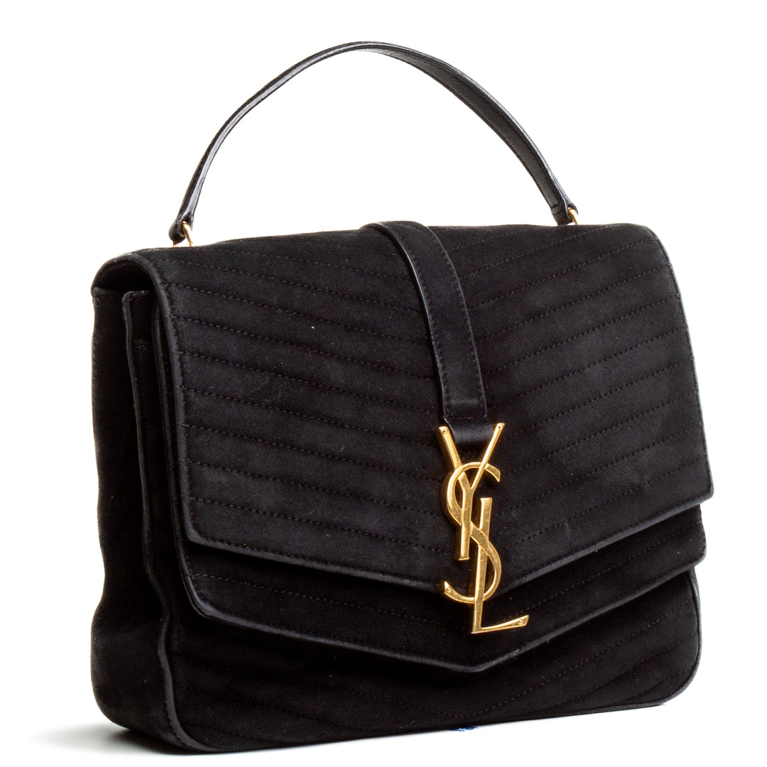 Bolsa de aleta de Saint Laurent Suede Sulpice - Black - Outlet Final Sale