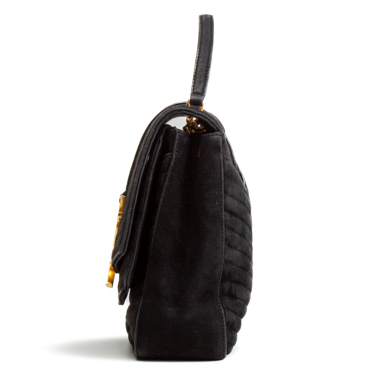 Bolsa de aleta de Saint Laurent Suede Sulpice - Black - Outlet Final Sale