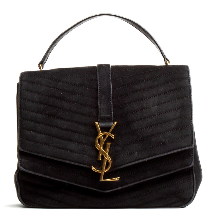 Bolsa de aleta de Saint Laurent Suede Sulpice - Black - Outlet Final Sale