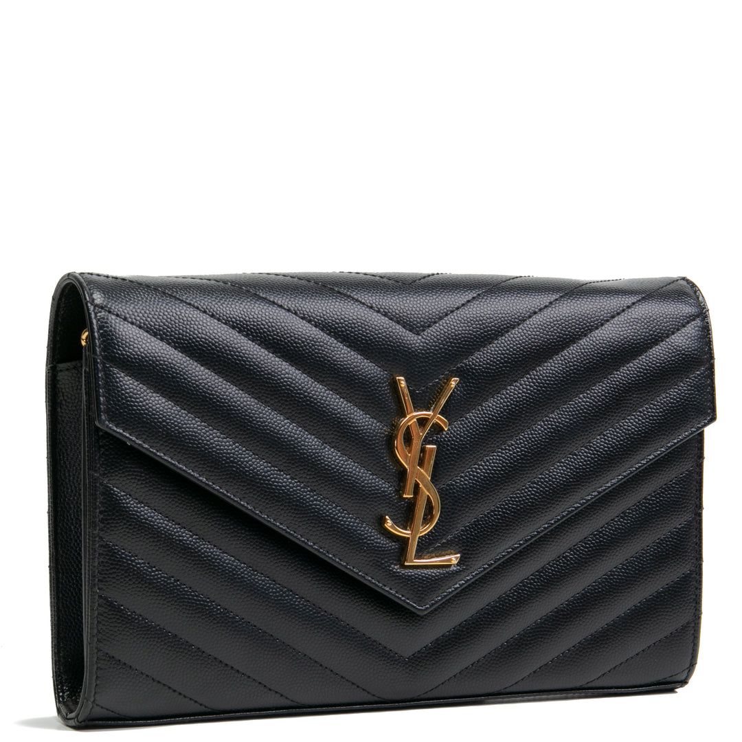 Billetera de cadena de saint laurent cassandre - negro