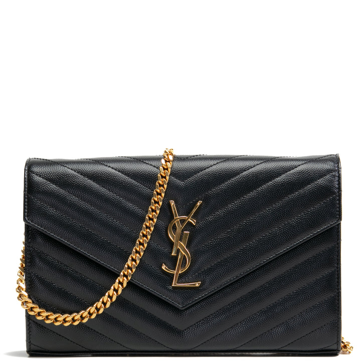 Billetera de cadena de saint laurent cassandre - negro