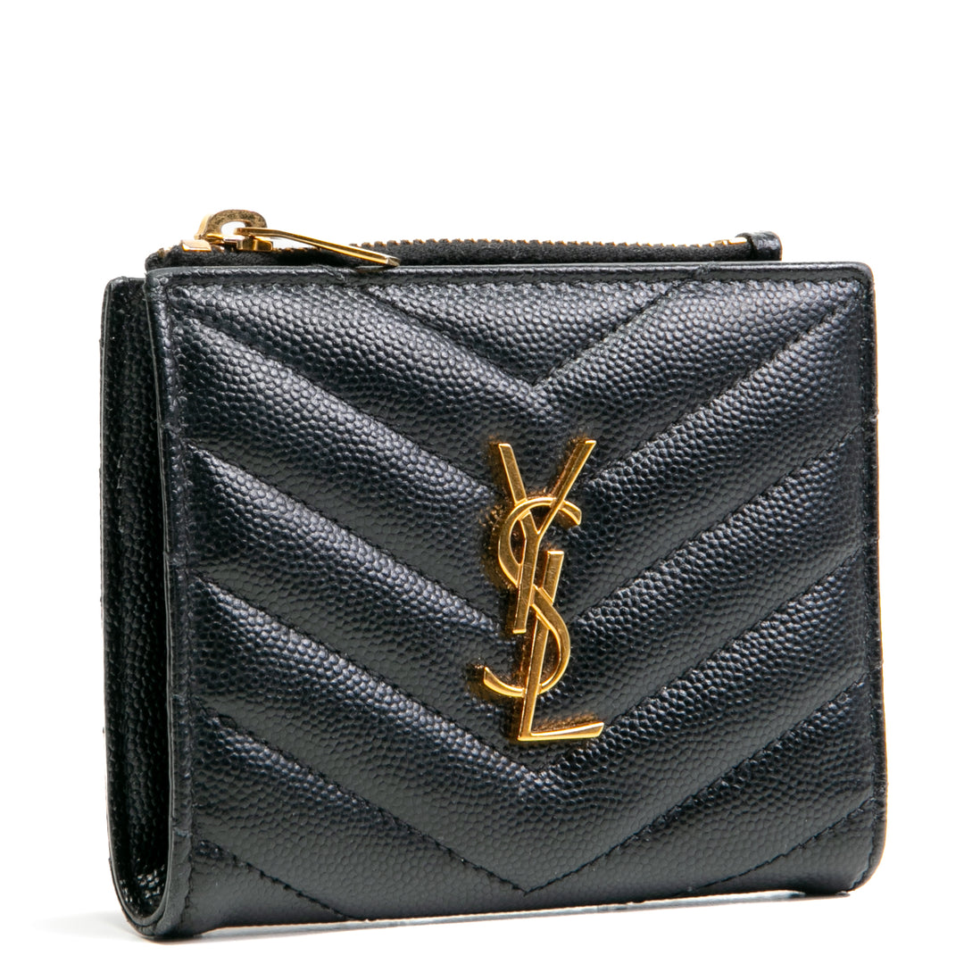 Saint Laurent Cassandra Bi -Hold Compact Billet - Black Outlet Sale Venta