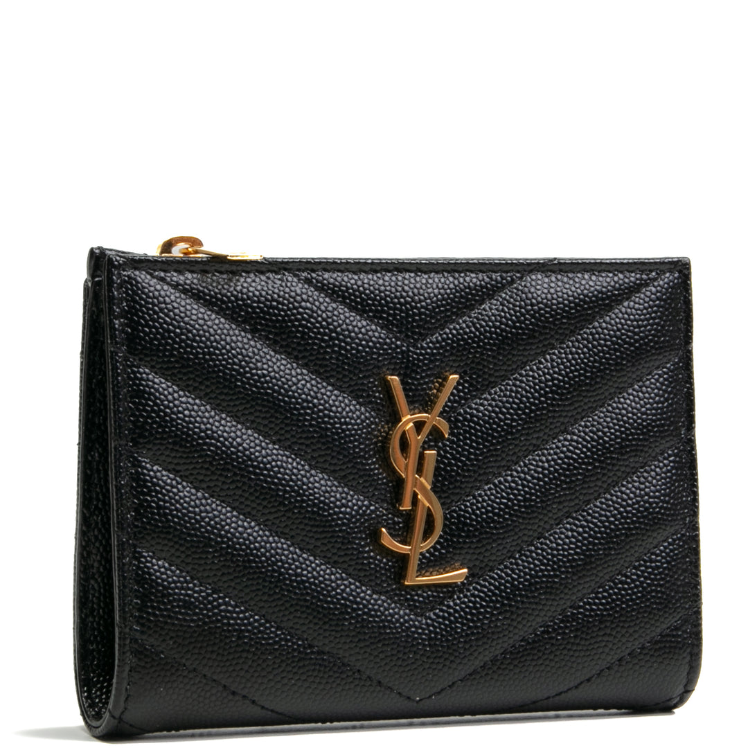 Saint Laurent Cassandra Bifold Compact Billet - Negro